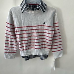Nautica Kids 2-piece Striped Sweater and Button Up Plaid Top Size 3T